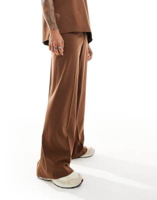 ASOS DESIGN ASOS DESIGN loose leg suit trousers in chocolate brown