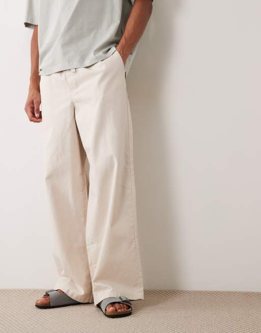 ASOS DESIGN loose linen blend pants in stone, 5 of 5
