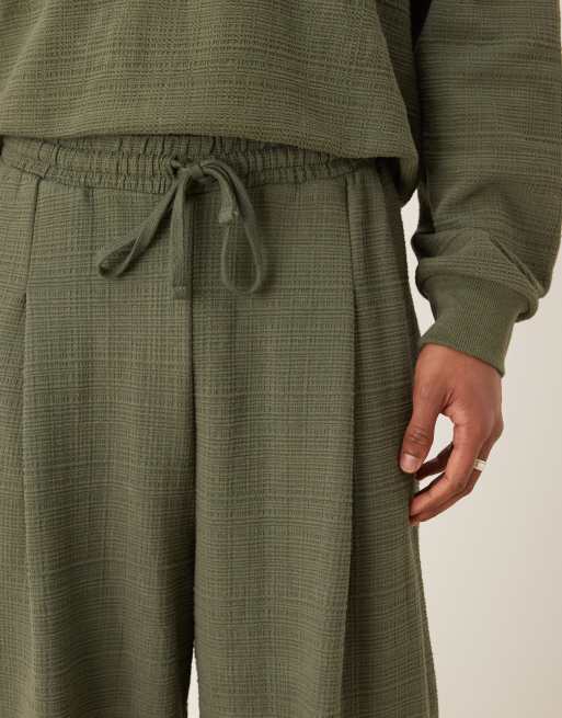 ASOS DESIGN loose linen look trackies in khaki - KHAKI, 3 of 5