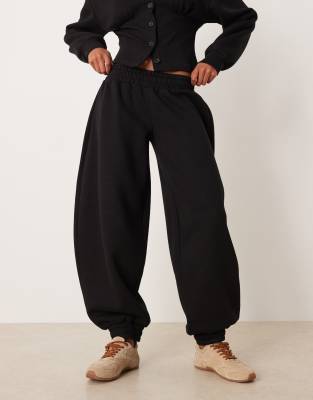Asos Design Loose Low Rise Barrel Leg Sweatpants In Black