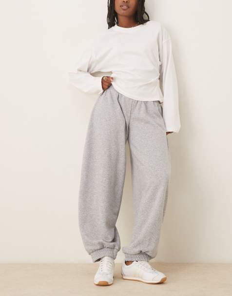 ASOS DESIGN loose low rise barrel leg sweatpants in heather gray - view 1