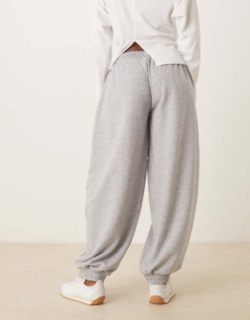 ASOS DESIGN loose low rise barrel leg sweatpants in heather gray