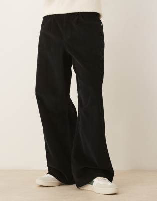 ASOS DESIGN loose pants in black corduroy