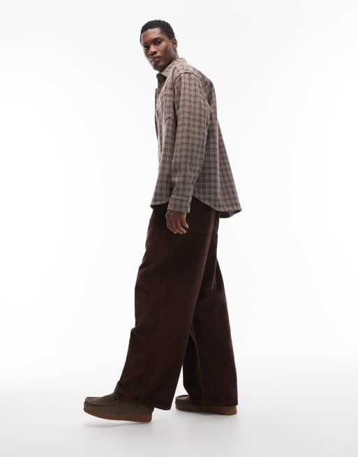 ASOS DESIGN loose pants in brown corduroy, 3 of 5