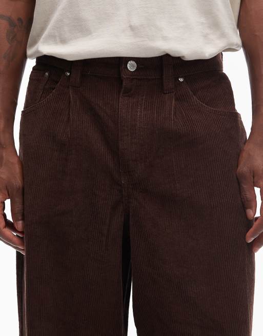 ASOS DESIGN loose pants in brown corduroy, 4 of 5