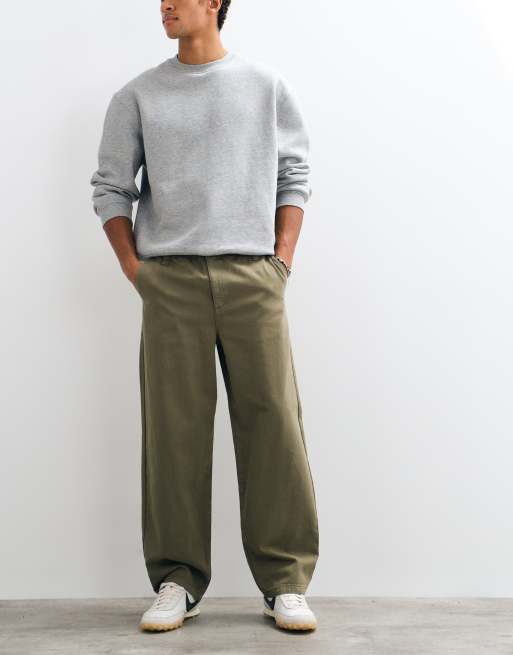 ASOS DESIGN loose pants in khaki with elasticated waist, 2 of 5