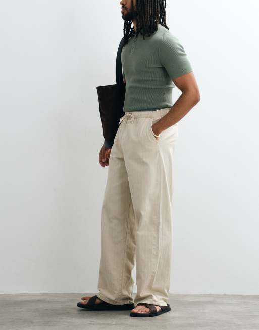 ASOS DESIGN loose pants in stone, 3 of 5