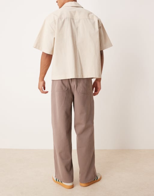 ASOS DESIGN loose pleated trouser in brown, 4 of 5