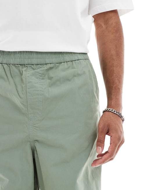 ASOS DESIGN loose pull on trousers in green poplin, 5 of 5