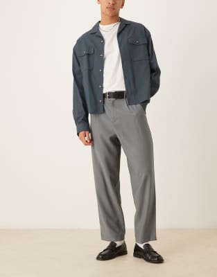 Asos Design Loose Skater Fit Smart Pants In Gray