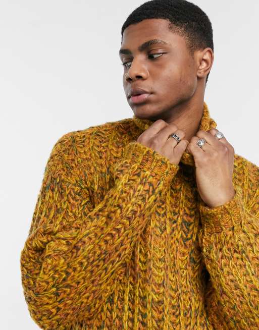 ASOS DESIGN loose stitch sweater in mustard textured yarn | ASOS