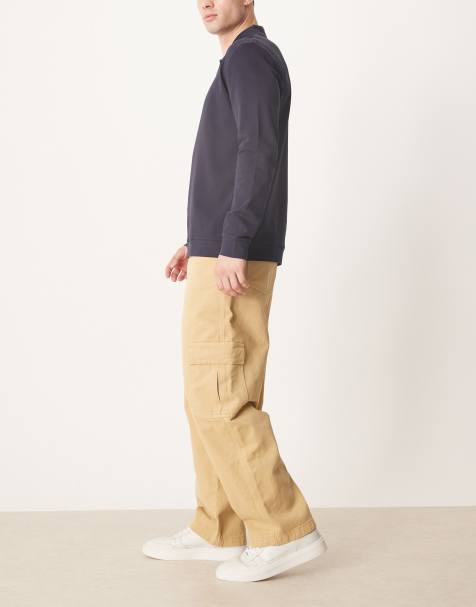 ASOS DESIGN loose straight cargo trousers in beige - view 1