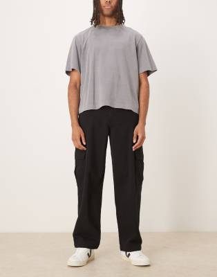 Asos Design Loose Straight Cargos In Gray