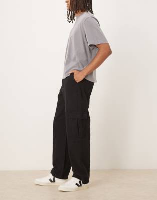 Asos Design Loose Straight Cargos In Gray