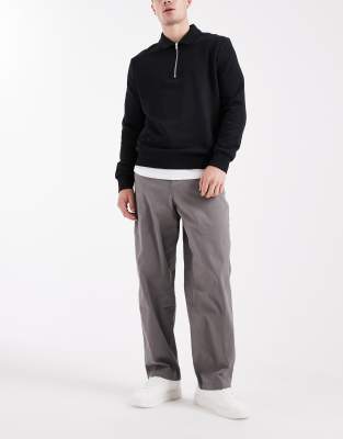 Asos Design Loose Straight Chinos In Gray