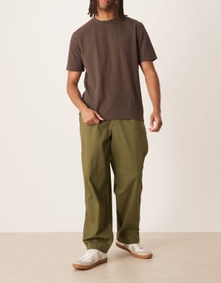 Asos Design Loose Straight Chinos In Green