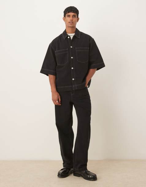 ASOS DESIGN loose straight co-ord in black - view 1