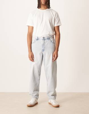 Asos Design Loose Straight Fit Jeans In Blue
