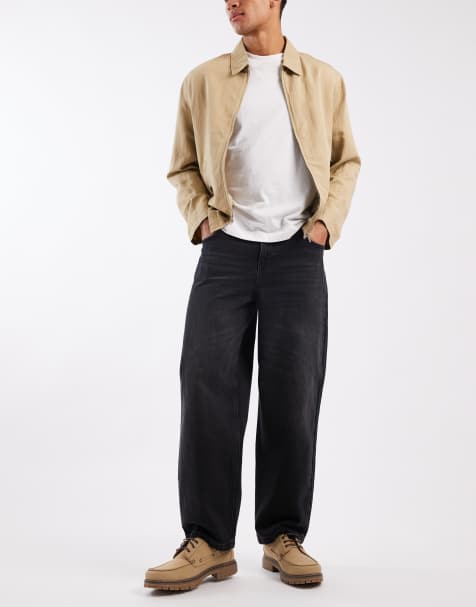 ASOS DESIGN loose straight fit jeans in washed black - view 1