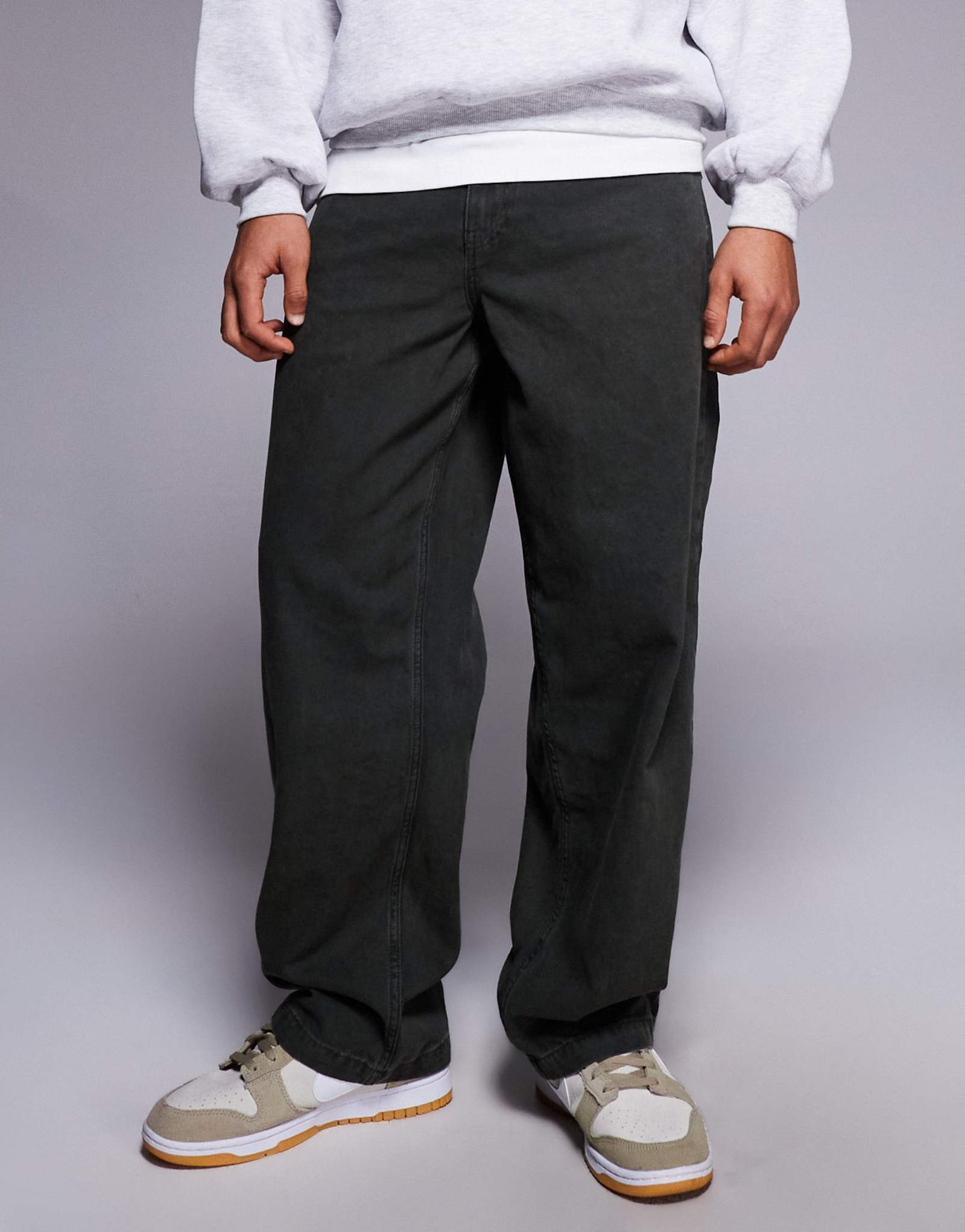 ДИЗАЙНЕРСКИЕ свободные брюки прямого кроя ASOS темного цвета хаки