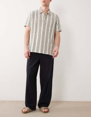 Asos Design Loose Straight Fit Textured Pants In Black