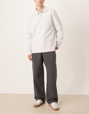 Asos Design Loose Straight Fit Twill Chino In Gray