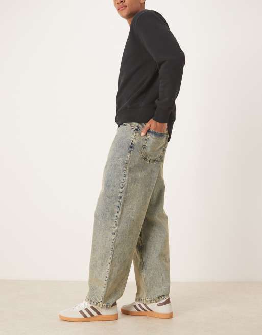 ASOS DESIGN loose straight fit yellow wash jeans, 3 of 5