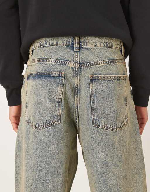 ASOS DESIGN loose straight fit yellow wash jeans, 4 of 5