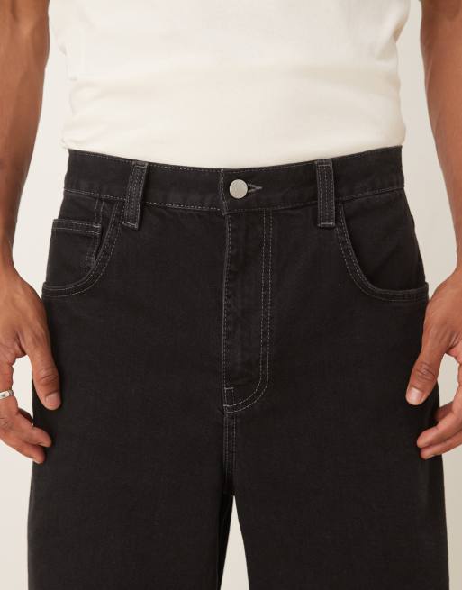 ASOS DESIGN - Sorte og løstsiddende jeans med lige pasform - Del af sæt