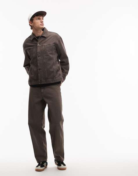 ASOS DESIGN loose straight jeans in brown wash (part of a set) - view 1