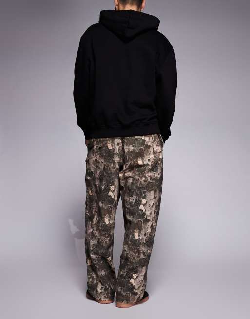 ASOS DESIGN loose straight jeans in camo print in brown, 3 of 5