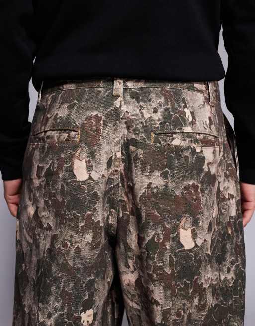 ASOS DESIGN loose straight jeans in camo print in brown, 5 of 5