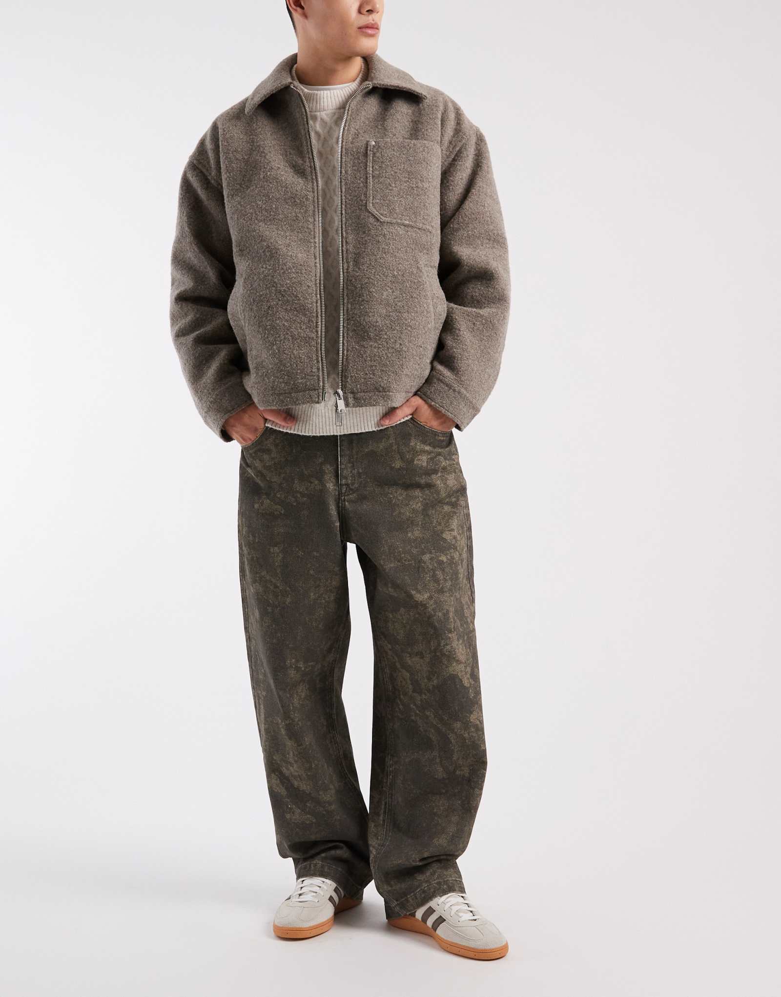 ДИЗАЙНЕРСКИЕ свободные прямые джинсы ASOS в камуфляжной расцветке