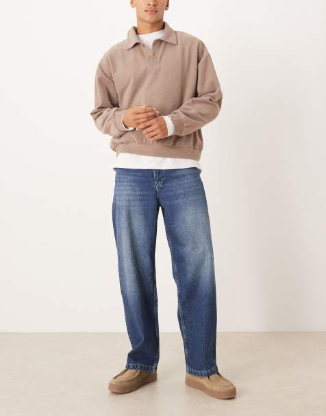 ASOS DESIGN loose straight jeans in dark blue overdye - view 1