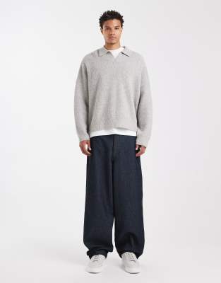 Asos Design Loose Straight Jeans In Gray