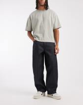 ASOS DESIGN loose straight jeans in indigo with stripe