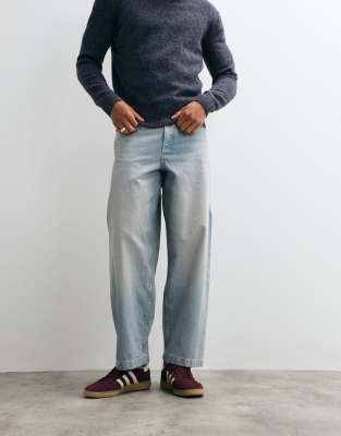 Asos Design Loose Straight Jeans In Blue