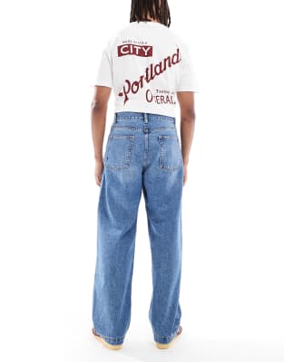 Asos Design Loose Straight Jeans In Blue