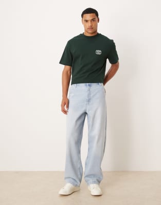 loose straight jeans in light wash blue