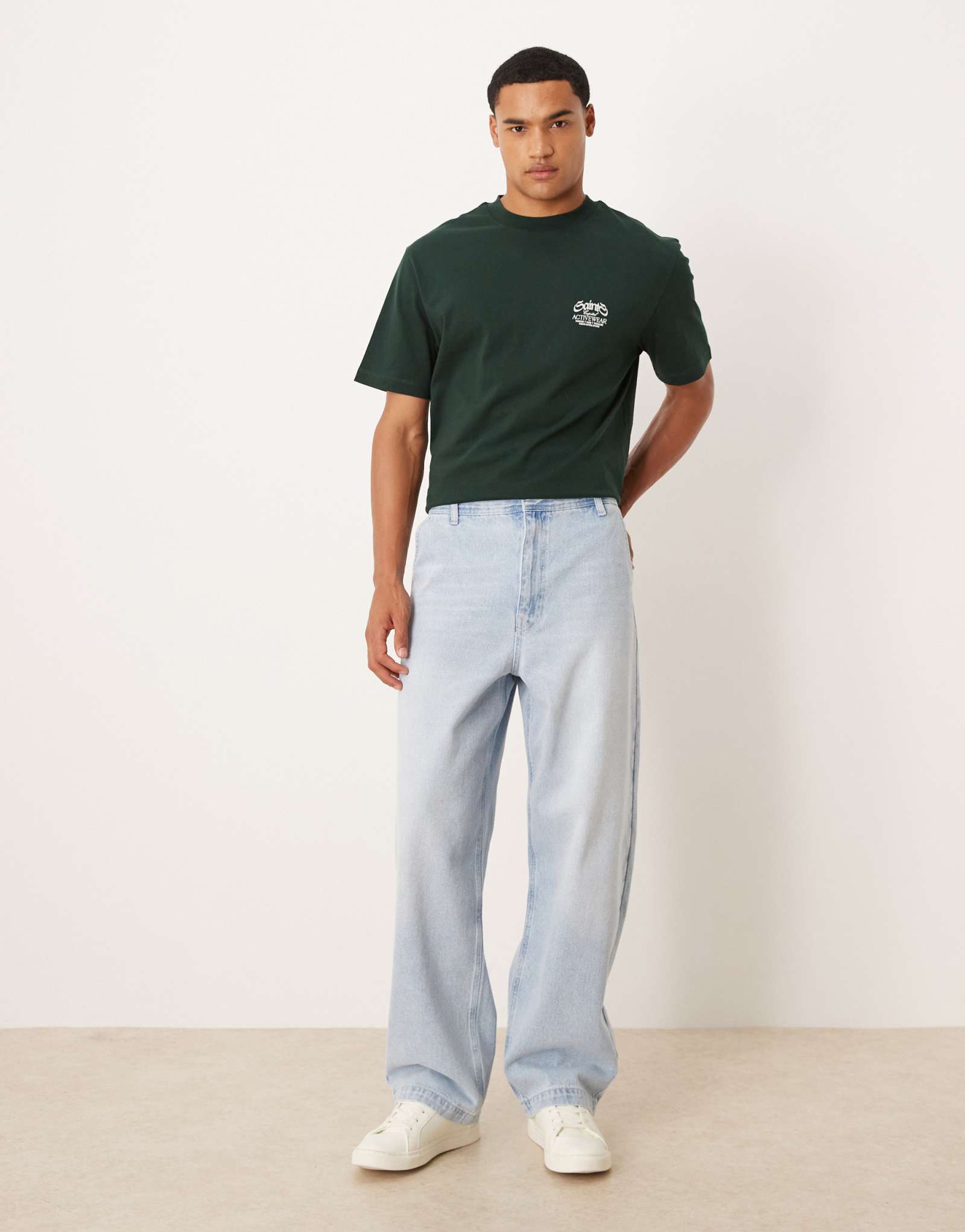  Джинсы прямого кроя ASOS DESIGN светло-голубые