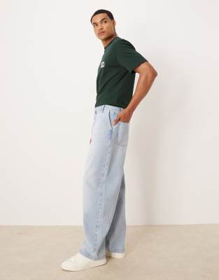 Asos Design Loose Straight Jeans In Blue