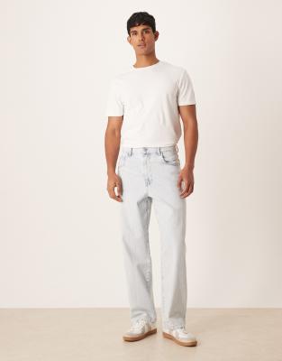 Asos Design Loose Straight Jeans In Blue