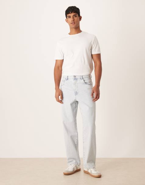 ASOS DESIGN loose straight jeans in light wash blue - view 1