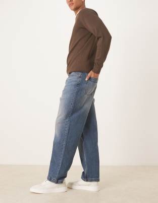 Asos Design Loose Straight Jeans In Blue