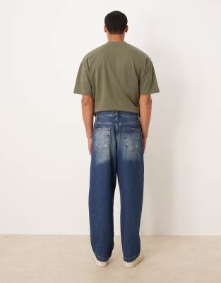 Asos Design Loose Straight Jeans In Blue