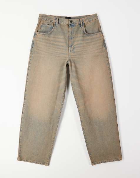 ASOS DESIGN loose straight jeans in washed beige - view 1