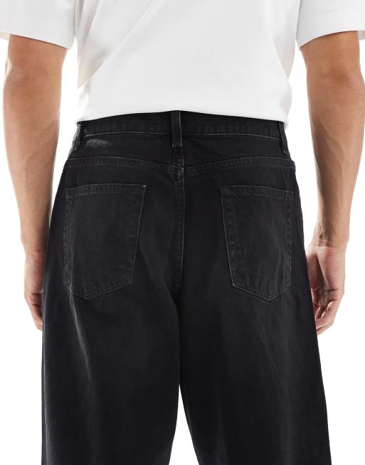 ASOS DESIGN loose straight jeans in washed black