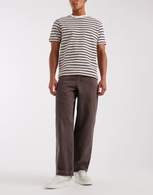 Asos Design Loose Straight Jeans In Brown
