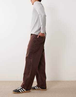 Asos Design Loose Straight Jeans In Burgundy