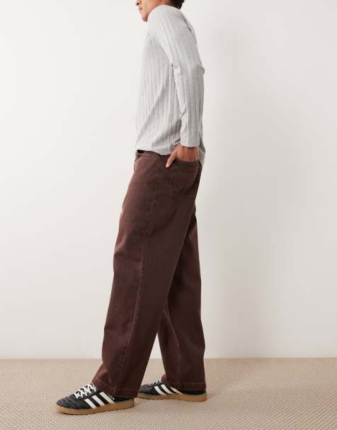 ASOS DESIGN loose straight jeans in washed brown - view 1